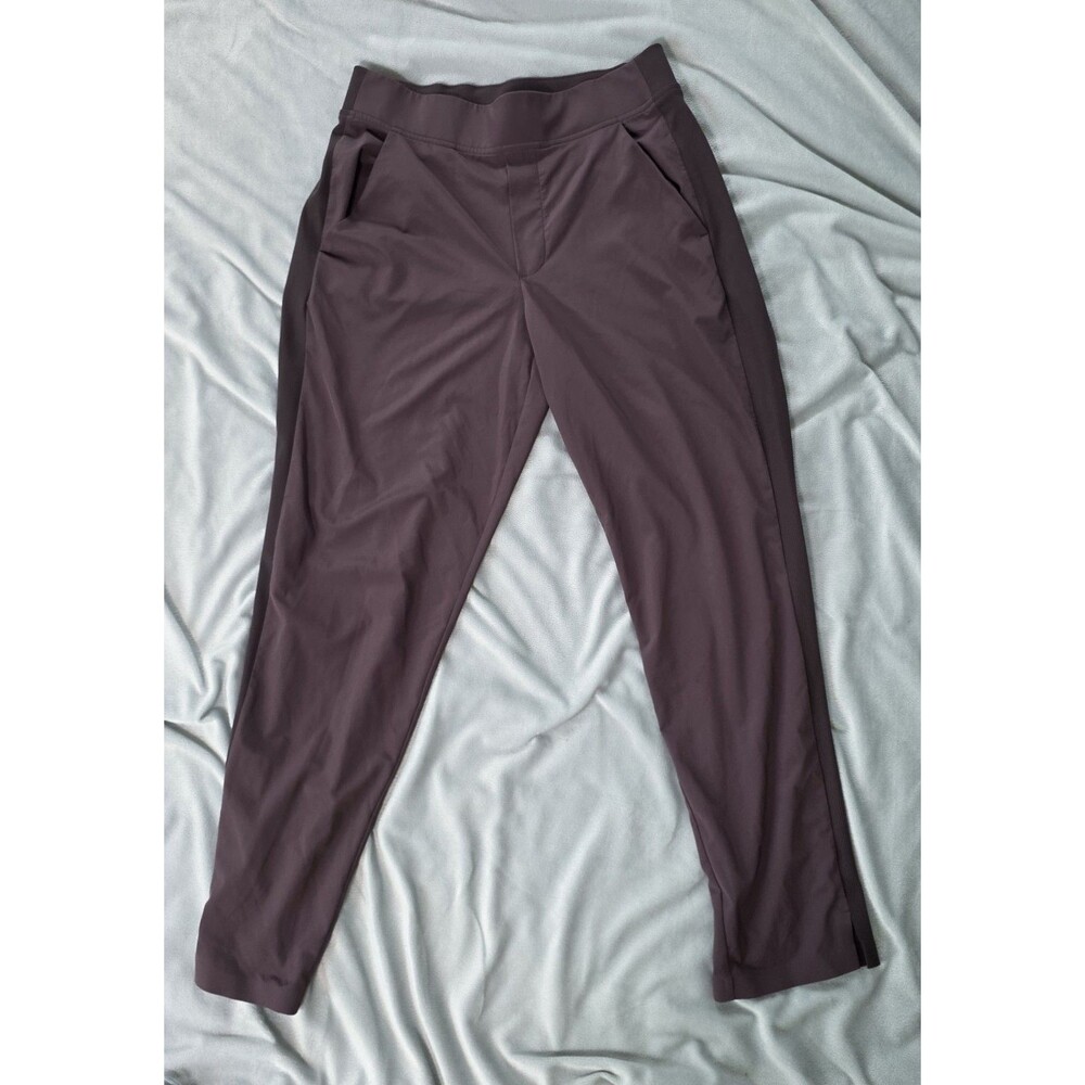 Athleta Pants Size 4 Brown Plum Pull On Stretch Travel Athletic Ribbed Side